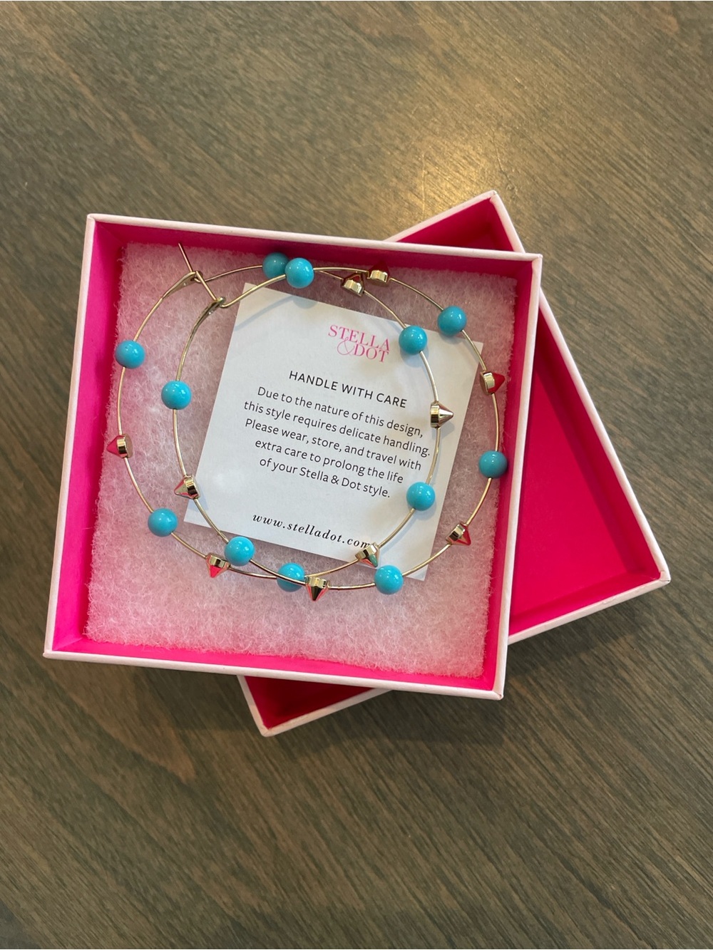 Stella & Dot Turquoise Bead and Gold Wire Earrings